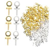 FIXOSHEE 2 Sets Small Screw Eye Pins Self Tapping Threaded Eye Hooks for Jewelry Making Durable Copper Gold Silver Compact DIY Craft Accessories for Unique Handcrafted Designs