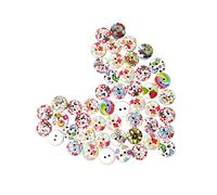 FIXOSHEE 200 Pcs Wooden Buttons Round Mixed Color Flower Print Craft Sewing DIY Accessories for Clothing Knitting Crochet and Scrapbooking Projects