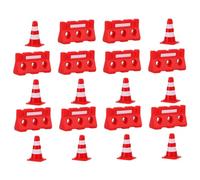 FIXOSHEE 20pcs Mini Traffic Cones and Road Fences Playset for Realistic Traffic Signs and Barriers Educational Interactive Safety Teaching Props for Early Childhood Learning and DIY Fun
