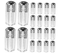 FIXOSHEE 20pcs Mini Transparent Plastic Pill Bottles with Screw Lids Refillable Travel Medicine Containers for Tablets Candies and Small Items Compact Clear Canisters for Easy Visibility