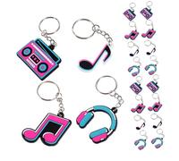 FIXOSHEE 20pcs Music Themed PVC Keychain with Musical Note Pendants for Dance Party Favors DIY Keychain Decoration gift for for for for for for for Friends Family