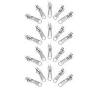 FIXOSHEE 20pcs Nylon #8 Double Lock Zipper Pulls Replacement for Suitcases Backpacks Jackets Vintage Silver Zipper Head Repair Parts for Luggage and Travel Bags