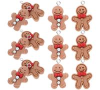 FIXOSHEE 20pcs Resin Gingerbread Man Pendants Mini Charm Charms for Jewelry Making Christmas Bracelet Necklace DIY Hanging Ornaments