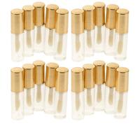 FIXOSHEE 20pcs Reusable Lip Gloss Tubes Clear Plastic Mini Lip Balm Containers with Secure Seal Gold DIY Travel Makeup Bottles for Women