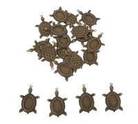 FIXOSHEE 20pcs Vintage Sea Turtle Pendant Charms Alloy Necklace Trays for DIY Jewelry Making Reinforced Stone Setting Bases for Bracelets Earrings Multipurpose Ocean Animal Accessories