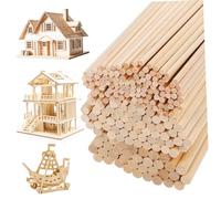 FIXOSHEE 215 Pcs Wood Dowel Rods Birch Wood Craft Sticks Round Multiple Diameters for DIY Model Building Handcrafting School Projects