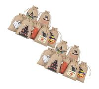 FIXOSHEE 24pcs Halloween Linen Drawstring Gift Bags Multipurpose Treat Pouches for Candy Snacks Jewelry Storage Party Supplies Mixed Styles