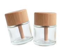 FIXOSHEE 2pcs 50ml Glass Diffuser Bottles Set, Round Reed Diffuser Jars for Essential Oils, Empty Aromatherapy Vase for Bathroom Decoration and Home Fragrance