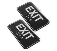 FIXOSHEE 2pcs Acrylic Exit Sign with Braille 20x5cm Self-adhesive Emergency Exit Decal Vertical Door Sticker for Office, Business, Restaurant, and Public Safety