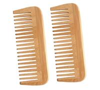 FIXOSHEE 2pcs Anti-static Wooden Wide Tooth Hair Comb Scalp Massage Detangling Combs for All Hair Types Thick Wood for Stimulation and Headache Relief