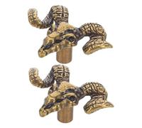 FIXOSHEE 2pcs Antique Brass Goat Head Cabinet Knobs Retro Animal Drawer Pulls Decorative Metal Handles for Cupboards Wardrobes Home Furniture Enhancement