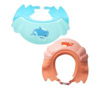 FIXOSHEE 2pcs Baby Shower Cap and Shampoo Visor Hat for Children, Adjustable Waterproof Hair Wash Shield with Elastic Band, Eye and Ear Protection for Toddlers, Whale Blue Pink Bath Bonnet Set
