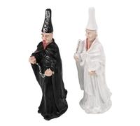 FIXOSHEE 2Pcs Black and White Creepy Figure Statues Miniature Sand Table Decor for Therapeutic Sessions and Creative Play Unique Figures for Craft and Sand Tray Enhancements