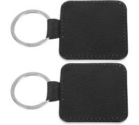 FIXOSHEE 2pcs Black PU Leather Sublimation Heart Keychain Blanks Double-sided Heat Transfer Crafting Accessories for DIY Key Rings Bag Charms and Ornament Making