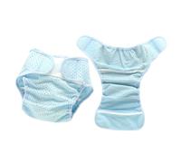 FIXOSHEE 2pcs Breathable Mesh Cloth Diapers for Newborns Months Blue Polyester Fiber Reusable Diaper Covers with Elastic Waist Summer Cool Potty Training Pants