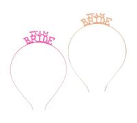 FIXOSHEE 2Pcs Bridal Headbands Metal Wedding Hair Accessories for Bride Bachelorette Party Rose Gold and Fuchsia Bridal Tiara Headpieces