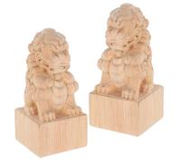 FIXOSHEE 2pcs Carved Lion Head Fence Post Finials Solid Wood Banister Topper for Staircase Decorative Newel Post Caps with Elegant European Design Easy Installation for Railings and Bed