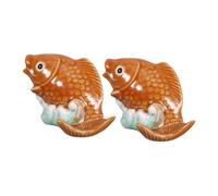 FIXOSHEE 2pcs Ceramic Toilet Bolt Covers Cute Carp Fish Design Decorative Bathroom Accessories Easy DIY Installation for Modern and Classic Styles