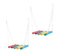 FIXOSHEE 2Pcs Colorful Parrot Rope Bridge Swing with Hook Bird Chewing and Standing Perch for Parakeets Easy to Install Cage Hanging Entertainment for Small Birds