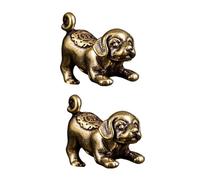 FIXOSHEE 2Pcs Copper Craft Fortune Dog Ornaments Antique Style Multi-purpose Pendant Home Office Hotel Decoration Animal Figurines for Luck