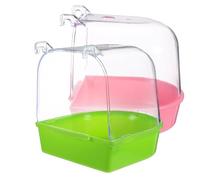 FIXOSHEE 2pcs Creative Bird Bath Basins for Parrots and Birds Hanging Caged Bathing Tubs with Curved Opening Easy to Assemble and Clean