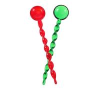 FIXOSHEE 2pcs Creative Spiral Glass Teaspoons Heat Resistant Spoons for Stirring Milk Desserts Tea Hot Beverages Transparent Glass Utensils for Home Cafe Party Use in Red Green