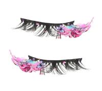 FIXOSHEE 2pcs DIY Colored Luminous False Eyelashes Lightweight Glitter Makeup Lashes for Cosplay and Daily Wear Material Comfortable Extensions