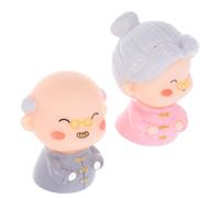 FIXOSHEE 2Pcs Elderly Couple Figurines Cake Toppers for Anniversary Wedding Decoration Loving Grandparents Statue Ornaments Multipurpose DIY Home Party Accessories