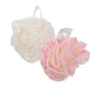 FIXOSHEE 2pcs Exfoliating Bath Loofah Pouf Shower Scrubber for Body Skin Cleaning Soft Large Bath Ball with Hanging Rope for Men and Women Bathing Accessories Random Color
