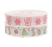 FIXOSHEE 2pcs Festive Cotton Christmas Ribbon for Holiday Trees and Gift Wrapping Snowflake and Snowman Patterns Fade-Resistant Colors Multipurpose DIY Wreath and Stocking Decorations