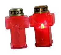 FIXOSHEE 2pcs Flameless Led Prayer Candle Light Jesus Cross Design Decorative Religious Electronic Candle for and Parties Safe for All Occasions