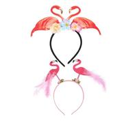 FIXOSHEE 2pcs Flamingo Bopper Headbands Lightweight Flexible Tropical Luau Party Headpiece for Women Teens Photo Props Beach Theme Celebration