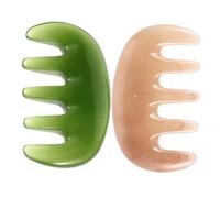 FIXOSHEE 2pcs Gua Sha Scalp Massager Comb for Hair Growth Smooth Rounded Wide Tooth Resin Scraping Tool for Relaxation and Itch Relief Portable Head and Neck Massage Therapy