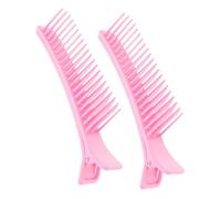 FIXOSHEE 2pcs Hair Sectioning Clips for Salon and Home Use Plastic Styling Comb Clips for Hair Cutting Parting and Styling Smooth Surface Pink