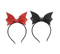 FIXOSHEE 2pcs Halloween Bat Headbands Hair Hoops Black and Red Sparkling Sequin Decorative Headbands for Women and Girls Halloween Party Cosplay Accessories