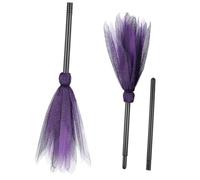 FIXOSHEE 2pcs Halloween Witch Broom Props Purple Lightweight Cosplay Accessories for Adults Party Decor and Costume Supplies