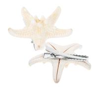 FIXOSHEE 2pcs Handmade Natural Five-pointed Star Hair Clips Elegant White Sea Star Hairpins for Women and Beach Party Accessories