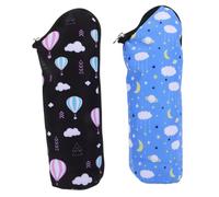 FIXOSHEE 2pcs Insulated Bottle Storage Bags Medium Nursing Bottle Thermal Bag with Hour Heat Preservation for Stroller and Outdoor Use Portable Blue and Hot Air Balloon Designs