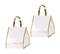FIXOSHEE 2Pcs Insulated Thermal Cake Bags with Handles Portable Foil Food Carrier Large Capacity Food Warmer Pouches with Flat Bottom for Takeaway and Gift Use