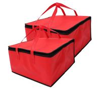 FIXOSHEE 2pcs Insulated Thermal Food Carrying Bag Non-Woven Takeout and Picnic Cooler Bag for Food Transport Capacity Red for School Work Camping