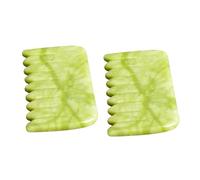 FIXOSHEE 2Pcs Jade Hair Massage Combs Static Scalp Massager for Head Neck Body Natural Jade Scraping Tools to Blood Flow and Tension