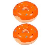 FIXOSHEE 2pcs Latex Donut-shaped Squeaky Dog Interactive Chew for Aggressive Chewers Puppy Teething Supplies Easy-clean Orange Pet Entertainment