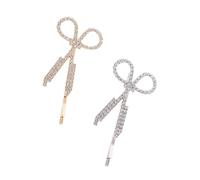 FIXOSHEE 2pcs Luxury Rhinestone Scissors Shape Hairpin Sparkle Hair Clips for Bridesmaids Weddings Parties Gold and Silver Tone Elegant Hair Accessories