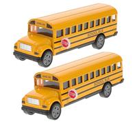 FIXOSHEE 2pcs Metal Pull Back School Bus for Realistic Model with Swinging Doors and Stop Sign Alloy Vehicle for Imaginative Play
