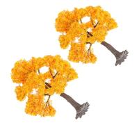FIXOSHEE 2Pcs Mini Maple Tree Models 12Cm - Artificial Micro Landscape Figurine Trees for Fairy Garden, Railroad Diorama, DIY Autumn Scenery Crafts and Sand Table Building