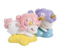 FIXOSHEE 2pcs Mini Unicorn Figurines Resin Tabletop Ornaments Cute Cartoon Animal Decorations for Cake Party Patio Balcony Fairy Tale Scene
