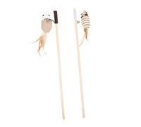 FIXOSHEE 2pcs Mouse Design Cat Teaser Stick Interactive Kitten Plaything for Indoor Cats Funny Exerciser Rod for Random Color