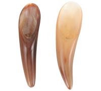 FIXOSHEE 2Pcs Multi-Function Household Massage Scraper Portable Natural Horn Gua Sha Tool for Neck Face Body Relaxation Smooth Surface Compact Design for Skin Elasticity Improvement