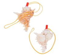 FIXOSHEE 2Pcs Natural Conch Shell Bugle Whistles with Trumpet Mouthpiece, Miniature Horn Noise Makers for Home Decor and Wedding Party, Ocean-Themed Blow Horn Set