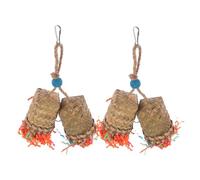 FIXOSHEE 2pcs Parakeet Cage Foraging Hanging Natural Palm Leaf Chew for Small Birds Parrot Bird Cage Accessory and Safe Pet for Beak Exercise